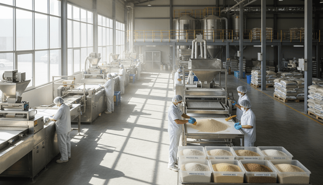 Advanced rice milling equipment at Silver Luna Rice Mill in Yangon